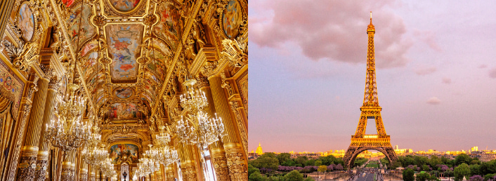 Palais Garnier and Eiffel Tower
